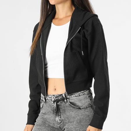 Tommy Jeans - Sweat Zippé Capuche Crop Femme Ottoman 8763 Noir