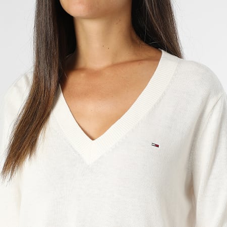 Tommy Jeans - Dames Essential 8670 Beige V-hals Sweater