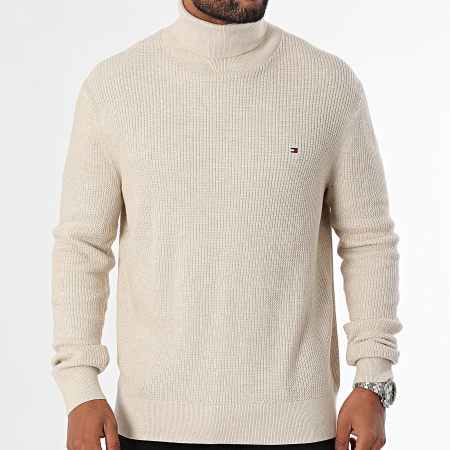 Tommy Hilfiger - Pull Col Roulé Structure 6526 Beige Chiné