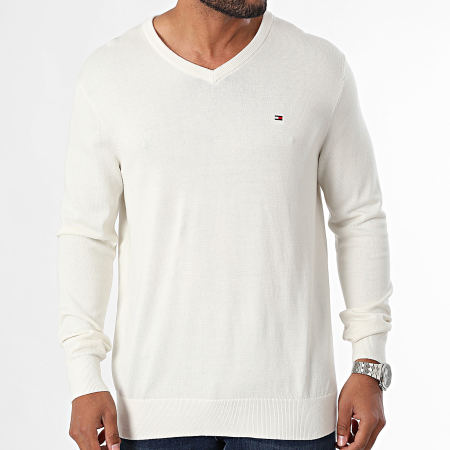 Tommy Hilfiger - Essential Cotton 4745 Jersey beige claro con cuello en V