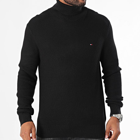 Tommy Hilfiger - Struttura 6526 Maglione nero con scollo a rotolo