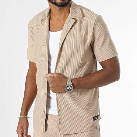 Zelys Paris - Set camicia e pantaloni beige a maniche corte