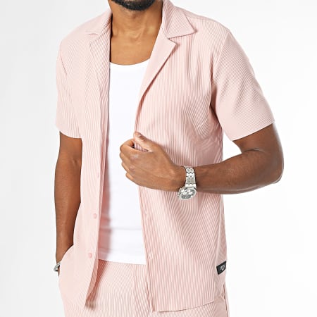 Zelys Paris - Set camicia e pantaloni a maniche corte rosa