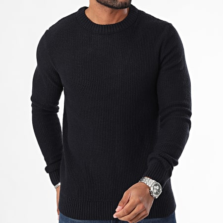 Jack And Jones - Roy Gebreide Trui 12258569 Donker marine