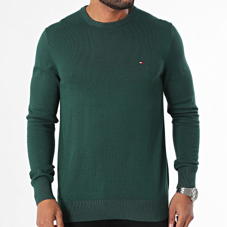 Tommy Hilfiger - Pull Essential Cotton 4748 Vert Bouteille