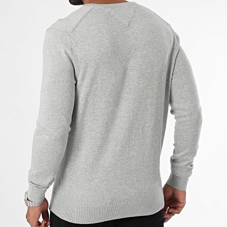 Tommy Hilfiger - Essential Cotton 4745 Maglione grigio screziato con scollo a V