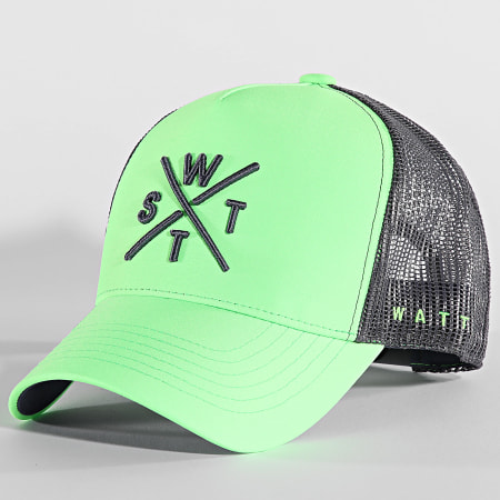 Watts - Trucker Tribe Cap Antraciet Grijs Fluorescerend Groen