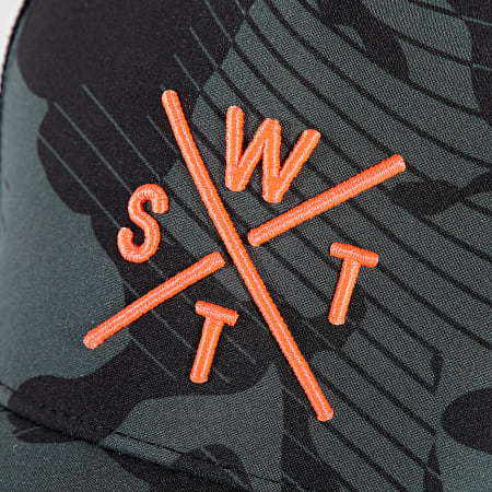 Watts - Casquette Trucker Tribe Noir Vert Kaki Camouflage