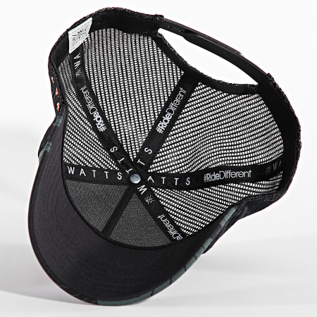 Watts - Casquette Trucker Tribe Noir Vert Kaki Camouflage