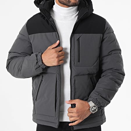 Jack And Jones - Otto Mantel met Capuchon Antraciet Grijs