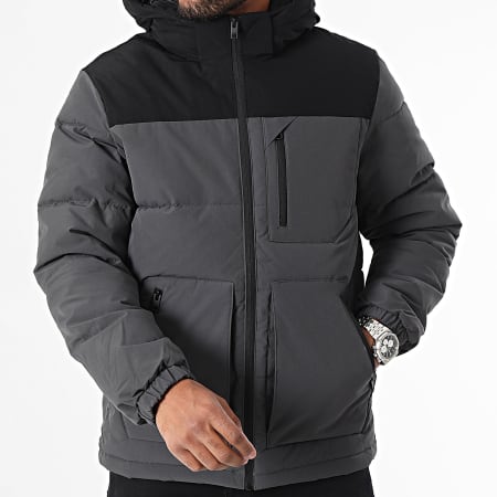 Jack And Jones - Otto Cappotto con cappuccio grigio antracite