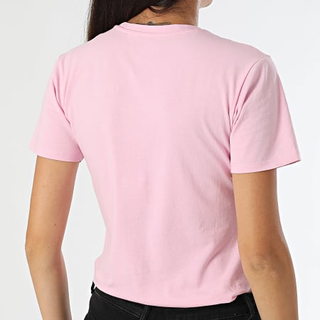 Kaporal - Maglietta donna Slim scollo a V manica corta Pink Silver Sign