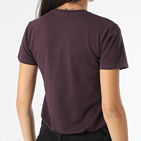 Kaporal - Vrouwen Slim V-Hals Korte Mouw T-shirt Teken Donker Paars Goud