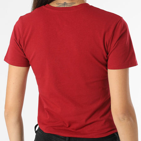 Kaporal - Camiseta de manga corta con cuello en V para mujer Signo Rojo Oscuro Plata