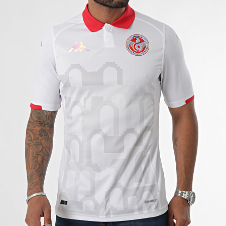 Kappa - FTF Polo Manga Corta Kombat 2024 Tunisia 361V6EW Blanco Rojo Gris