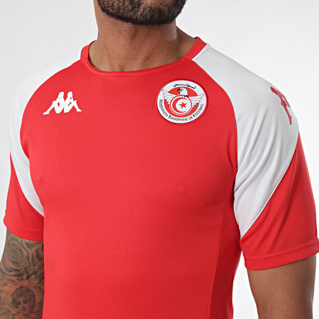 Kappa - Camiseta de fútbol FTF Abou Pro 7 Túnez 371S5JW Rojo Blanco