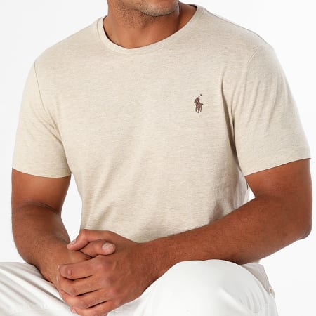 Polo Ralph Lauren - Tee Shirt Custom Slim Flit Classics Beige Chiné