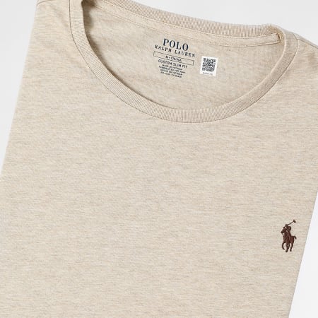 Polo Ralph Lauren - Tee Shirt Custom Slim Flit Classics Beige Chiné