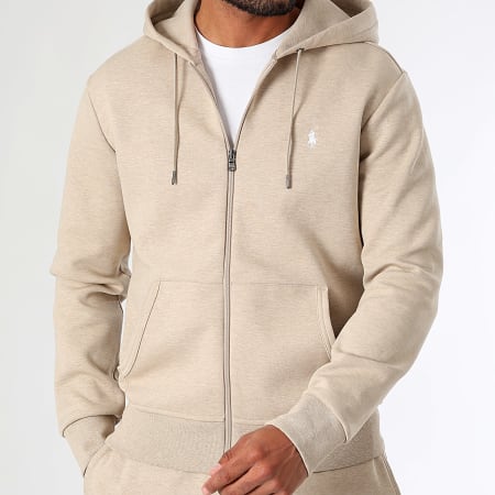 Polo Ralph Lauren - Originele Player Hooded Zip Sweat Top Beige Chiné