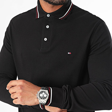 Tommy Hilfiger - Polo Manches Longues Slim Tipped 3191 Noir