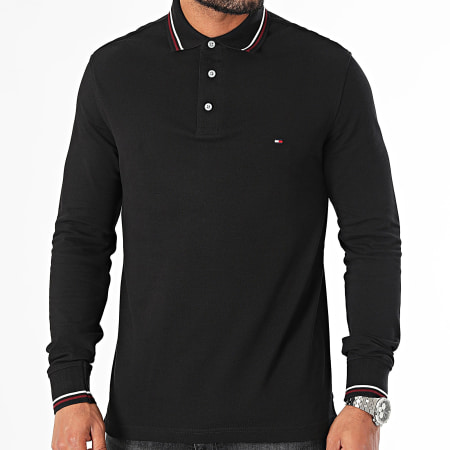 Tommy Hilfiger - Polo Slim Tipped a manica lunga 3191 nero