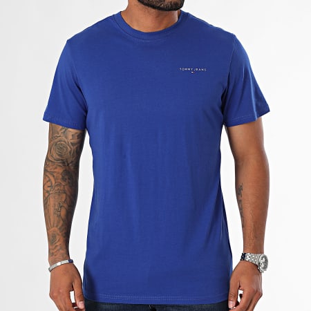 Tommy Jeans - Maglietta Slim Linear Chest 8555 Blu Reale