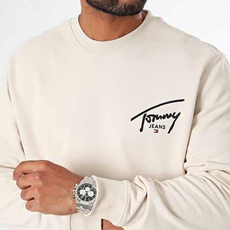 Tommy Jeans - Sudadera gráfica de cuello redondo 9230 Beige