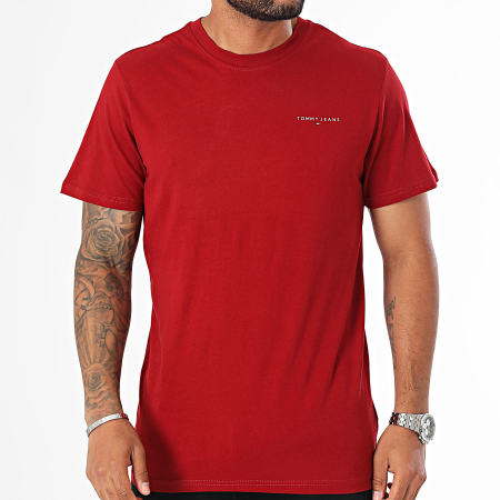 Tommy Jeans - Slim Linear Pecho Tee Shirt 8555 Burdeos