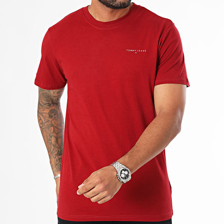 Tommy Jeans - Slim Linear Pecho Tee Shirt 8555 Burdeos