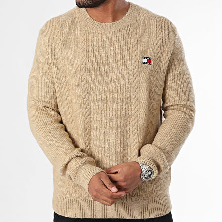 Tommy Jeans - Maglione a cavo 9440 Beige Chiné