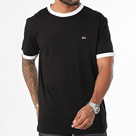 Tommy Jeans - Slim Flag Ringer T-shirt 9730 Zwart