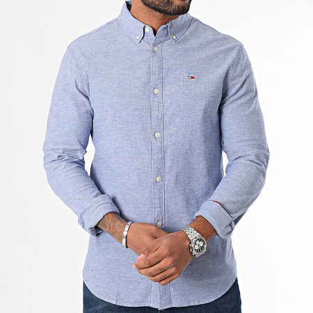 Tommy Jeans - Camicia Slim Stretch Oxford a maniche lunghe 9594 blu reale riscaldata