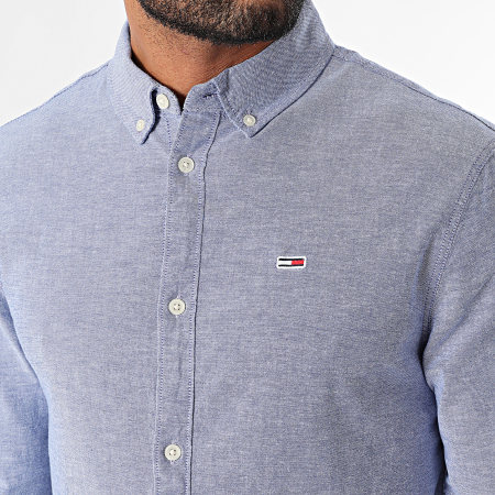 Tommy Jeans - Slim Stretch Oxford Camisa Manga Larga 9594 Royal Blue Heather