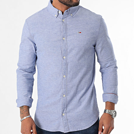 Tommy Jeans - Chemise Manches Longues Slim Stretch Oxford 9594 Bleu Roi Chiné