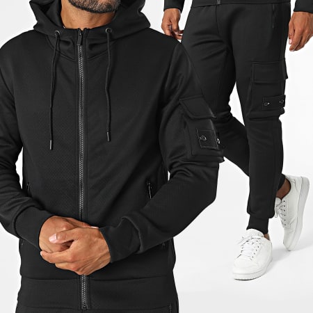 Zayne Paris  - Conjunto de sudadera con capucha y cremallera y pantalón de chándal Negro