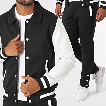 Zayne Paris  - Conjunto de chaqueta y pantalón de jogging en blanco y negro