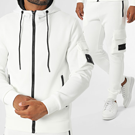 Zayne Paris  - Conjunto blanco de sudadera con cremallera y pantalón de chándal