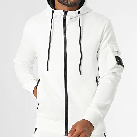 Zayne Paris  - Conjunto blanco de sudadera con cremallera y pantalón de chándal