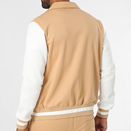 Zayne Paris  - Conjunto de chaqueta y pantalón de jogging blanco beige