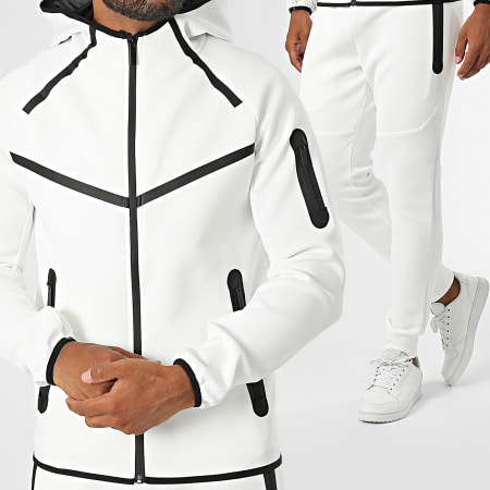 Zayne Paris  - Conjunto blanco de sudadera con cremallera y pantalón de chándal