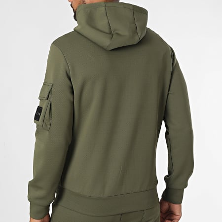 Zayne Paris  - Conjunto de sudadera con capucha y cremallera y pantalón de jogging verde caqui