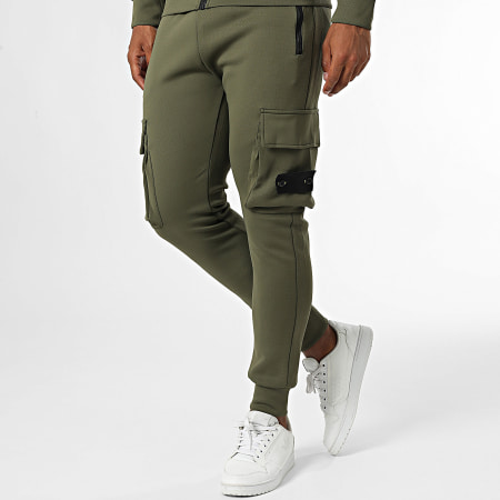 Zayne Paris  - Set felpa con cappuccio e pantaloni da jogging con zip verde kaki