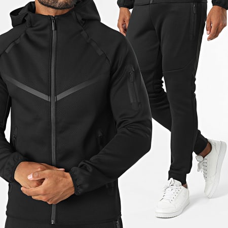 Zayne Paris  - Conjunto de sudadera con capucha y cremallera y pantalón de chándal Negro