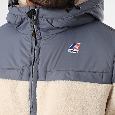 K-Way - Le Vrai 3.0 Jildaz Orsetto Giacca con cappuccio e zip Sherpa K71341W Beige Grigio