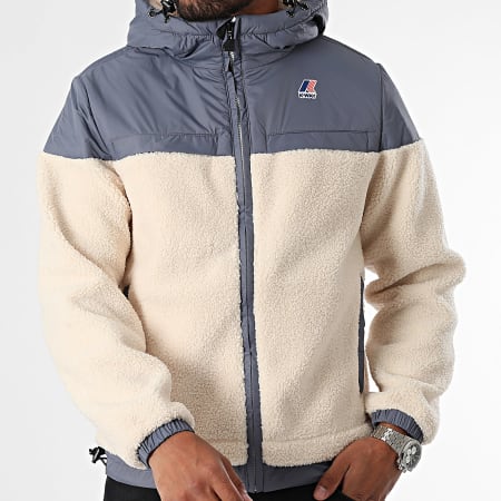 K-Way - Le Vrai 3.0 Jildaz Orsetto Giacca con cappuccio e zip Sherpa K71341W Beige Grigio