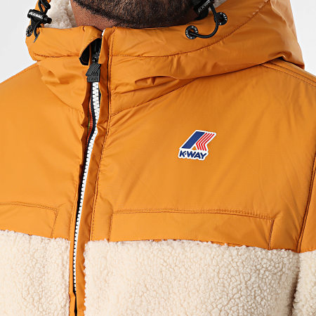 K-Way - Le Vrai 3.0 Jildaz Orsetto Chaqueta Sherpa con capucha y cremallera K71341W Beige Naranja