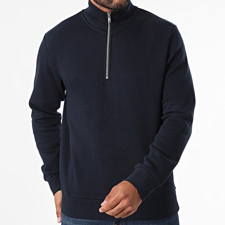 Produkt - Felpa basic con zip blu navy