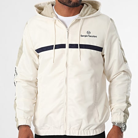 Sergio Tacchini - Prannie 40846 Giacca con cappuccio e zip a righe bianca e marina