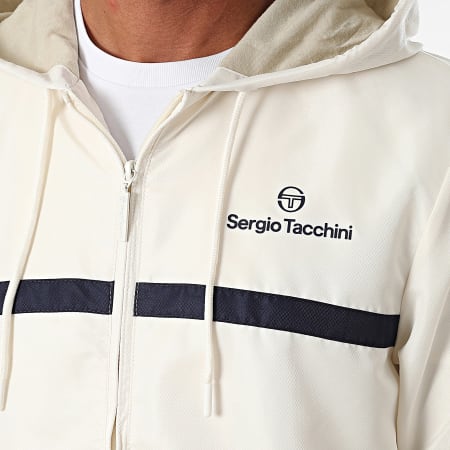 Sergio Tacchini - Prannie 40846 Wit marine streep capuchon jas met rits