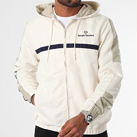 Sergio Tacchini - Prannie 40846 Giacca con cappuccio e zip a righe bianca e marina